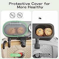 Vista 3 de 3-in-1 Universal Stroller Snack Tray Attachment with Dust Cover Sturdy Stroller Cup Snack Holder Clamp & Silicone Arms Grip Design Baby Travel Gear
