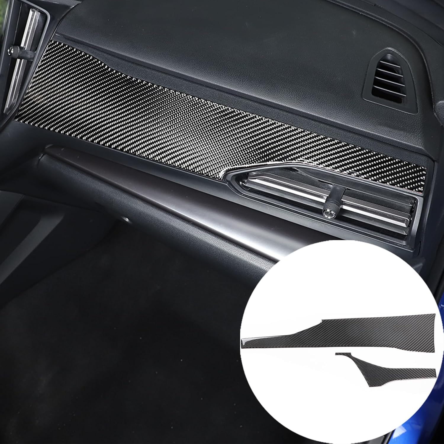 Soft 3D Real Carbon Fiber Car Center Console Decoration Panel Cover Trim Sticker Trim Decor Trim Kit Compatible with Subaru WRX 2022 2023 Interior Decoration Accessories (Upper Side, Black)