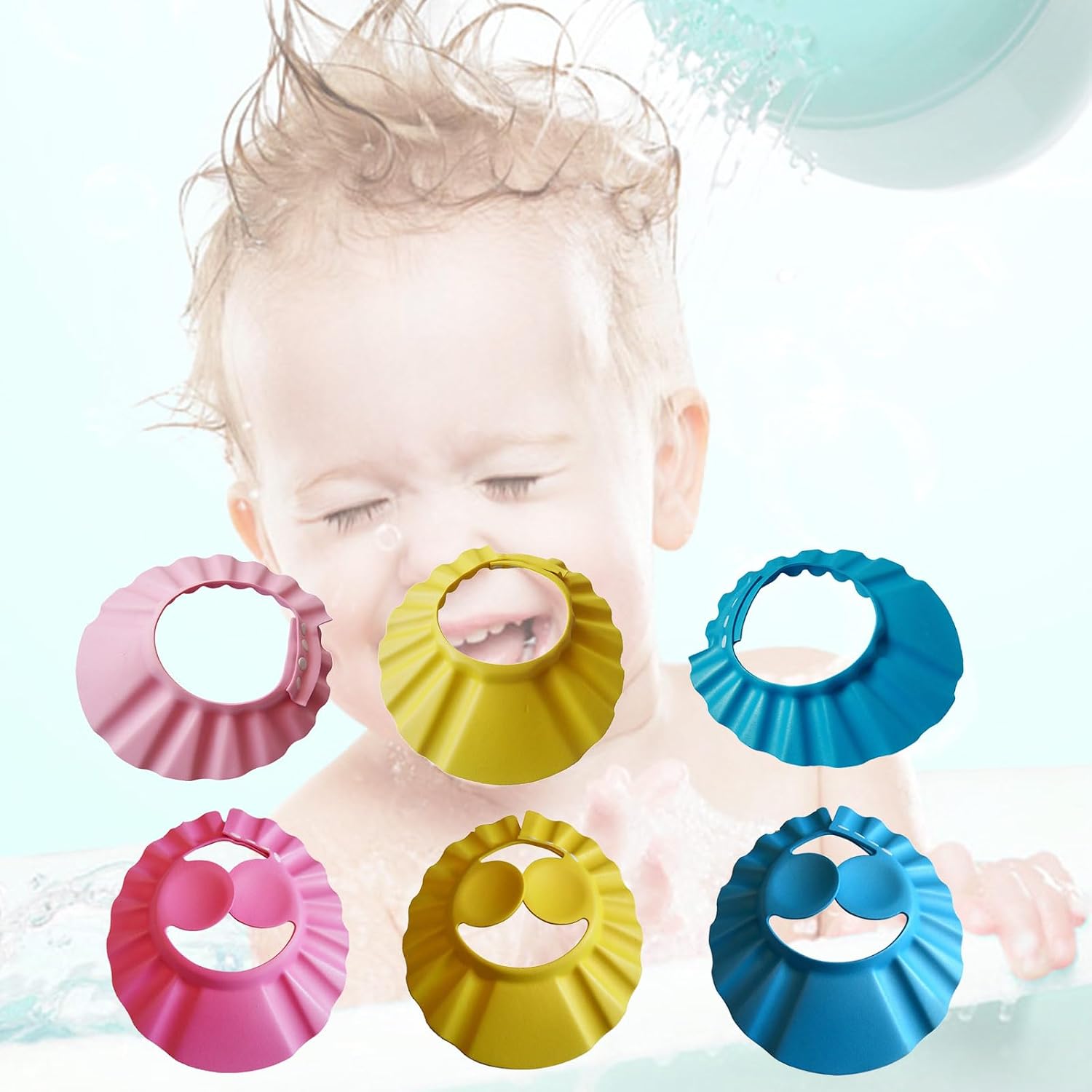 Kids Shampoo Hat Bathing Cap Eye Protective Shower Cap For Newborn Toddler Waterproof & Adjustable Caps Shower Bath Gear