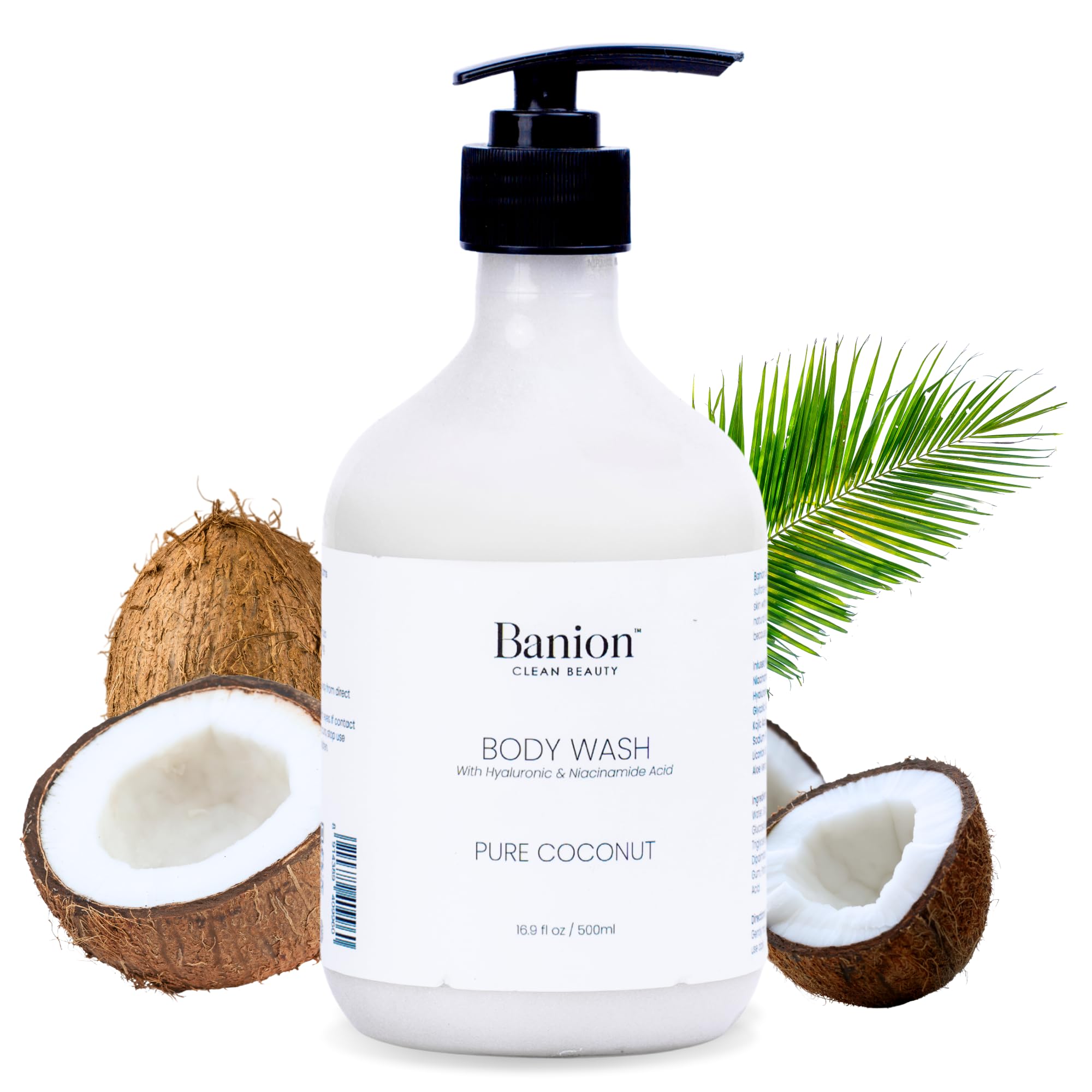 Banion Pure Coconut Creamy Body Wash with Hyaluronic & Niacinamide Acid | Removes Tan & Restores Glow | 24H Moisturization | Sulfate-Free Formula | 500ml | Free Premium Loofah (Worth ₹199) Included.-image-37