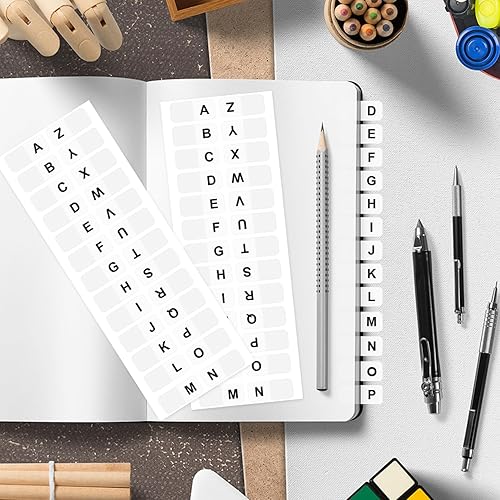 Miniatura 4 de OIIKI 364 etiquetas del alfabeto blanco, de la A a la Z, 26 letras del alfabeto, índices de pestañas alfabéticas, calcomanías del alfabeto escolar