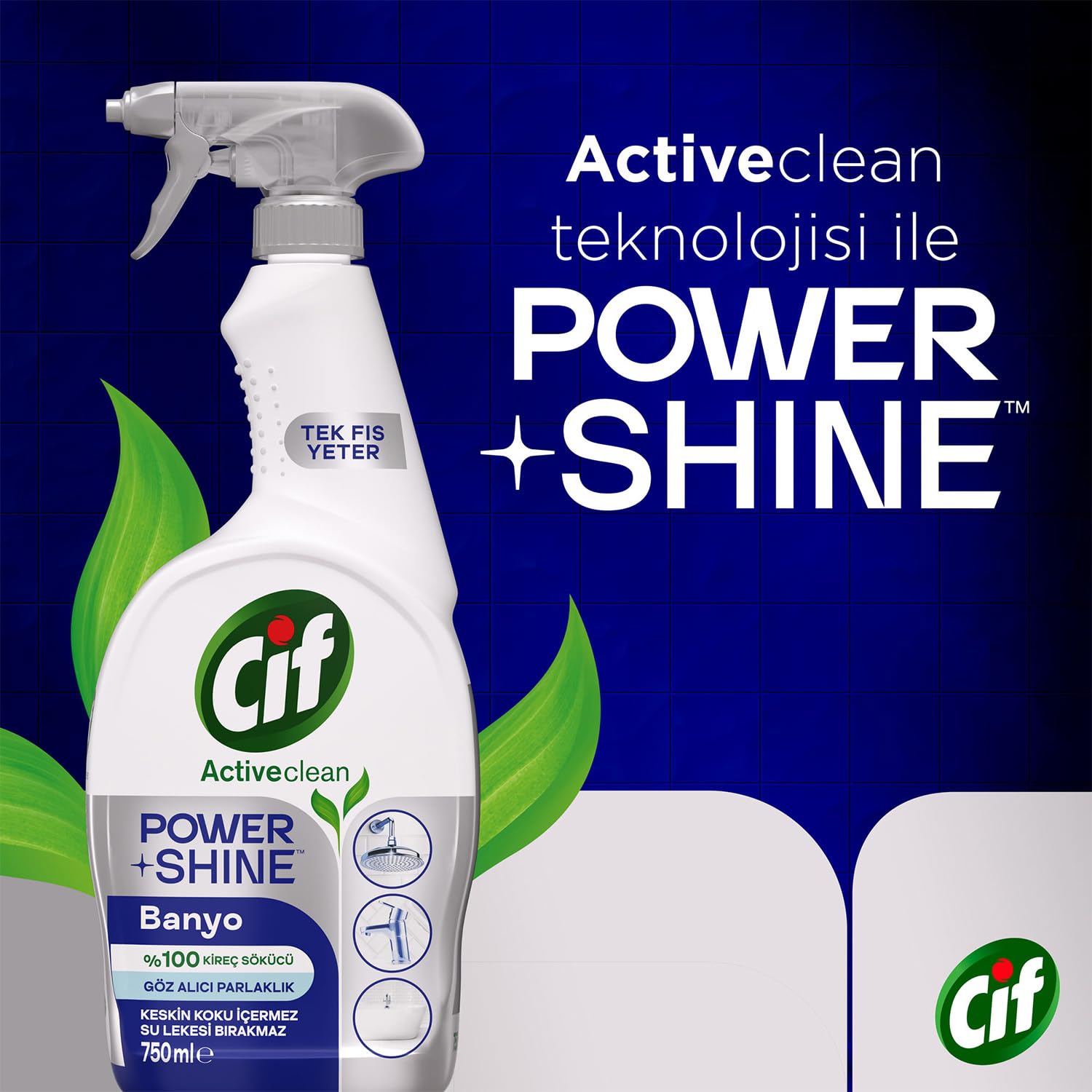 Cif Power & Shine Sprey Banyo İçin Temizleyici ve Kireç Çözücü 750 ml