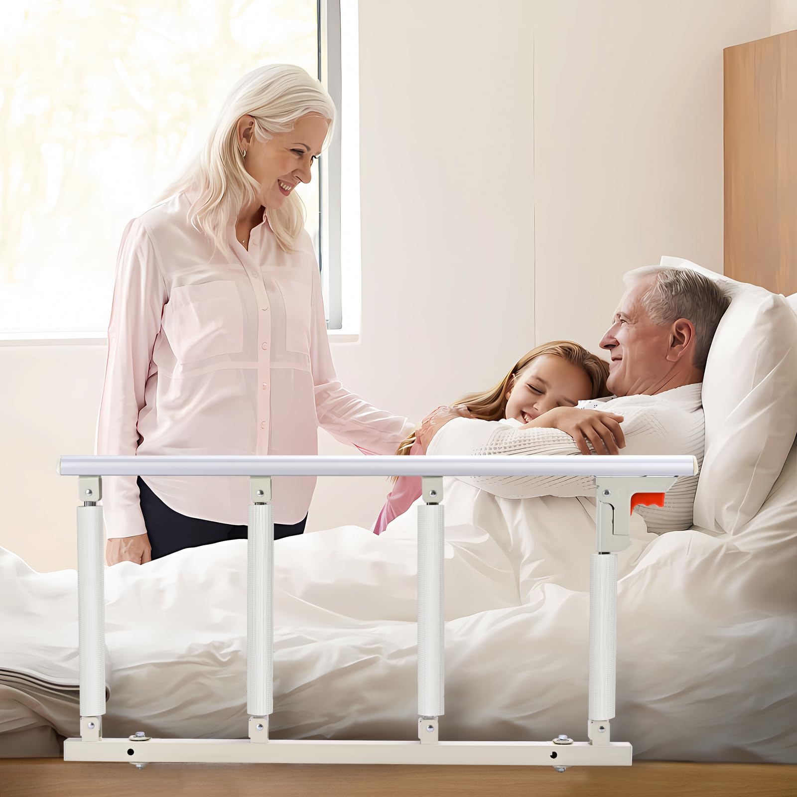 Sponda letto anziani, maniglia pieghevole per la guida del comodino, presa per la protezione della mano di sicurezza anticaduta per anziani, sponde letto anziani sbarra letto bambini 92x45cm