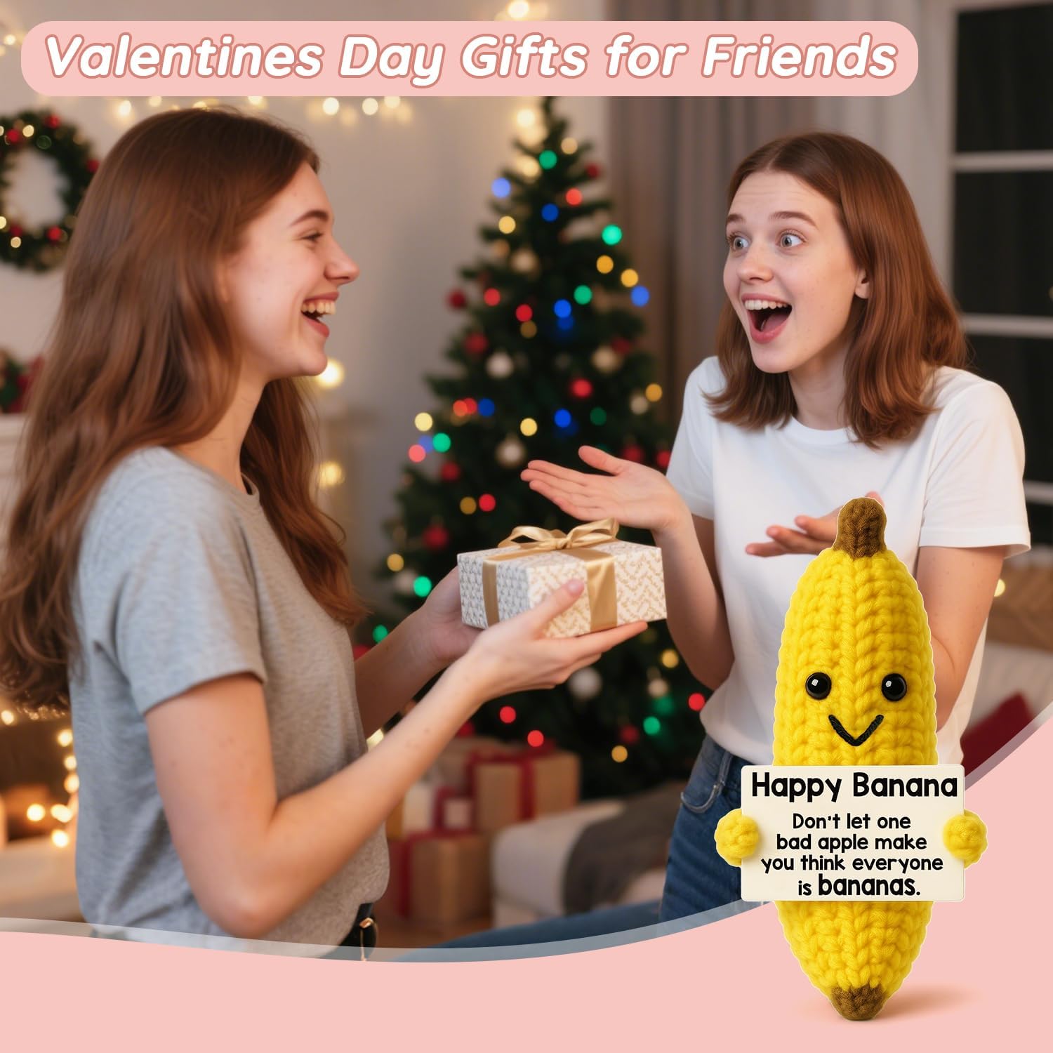 MAMAGIFTREE Valentines Day Gifts for Friends Birthday Gifts for Women,Friendship Gift for Friends Female, Coworkers, Son Mom Dad Daughter Sister Positive Crochet Banana Emotional Inspirational Support - Image 2