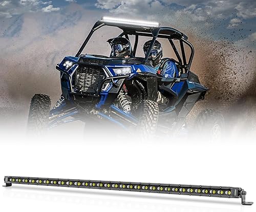 Miniatura 9 de OFFROADTOWN - Barra de luz LED de una sola fila de 6 pulgadas, 2 unidades de 60 W, barra de luz LED CREE de 60 W, haz de inundación, serie negra,