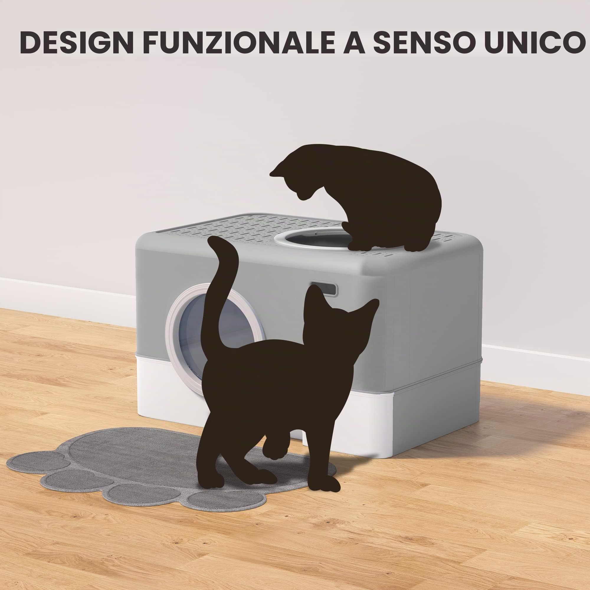 YITAHOME Grande lettiera per gatti chiusa con coperchio, con cappuccio, inodore, anti-spruzzi, con cassetto, paletta per ingresso anteriore, porta di uscita superiore, facile da installare e pulire
