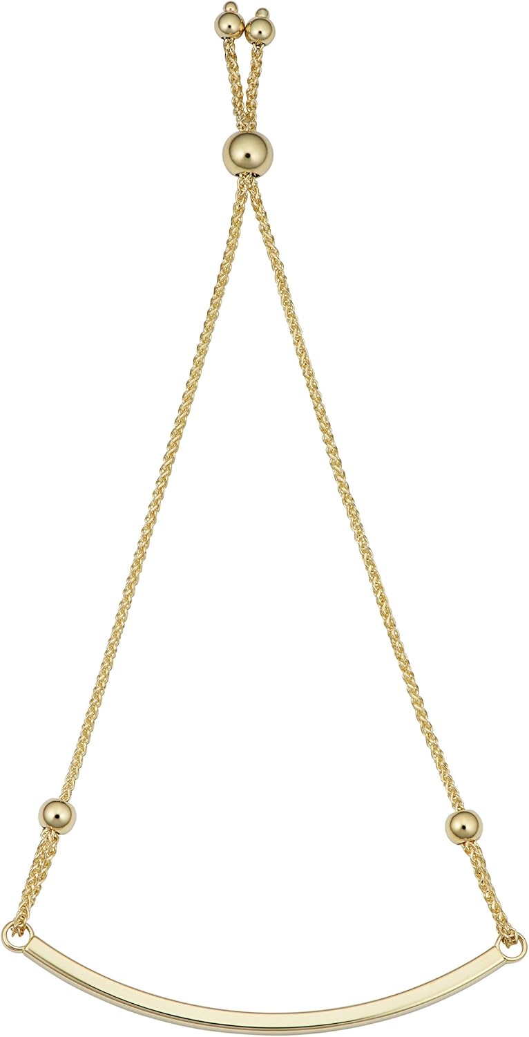 Kooljewelry 14k Yellow Gold Curved Bar Bolo Bracelet