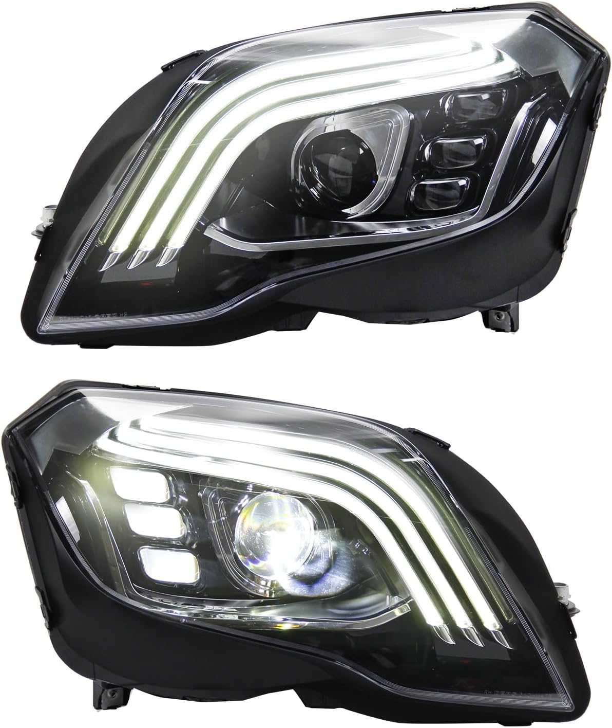 Headlights For Mercedes GLK 2013 2014 2015 2016 200 GLK 260 GLK 300 LED Car Lights Assembly Upgrade Design Bifocal Lens Signal Lamp, Plug and Play Headlamp, For halogen models 1 Pairs