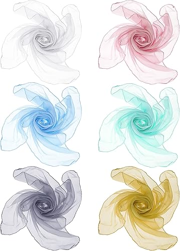 Boao 6 bufandas de gasa de los años 50, bufanda cuadrada para el cuello, bufandas para la cabeza, bufandas vintage suaves de poliéster para mujeres,