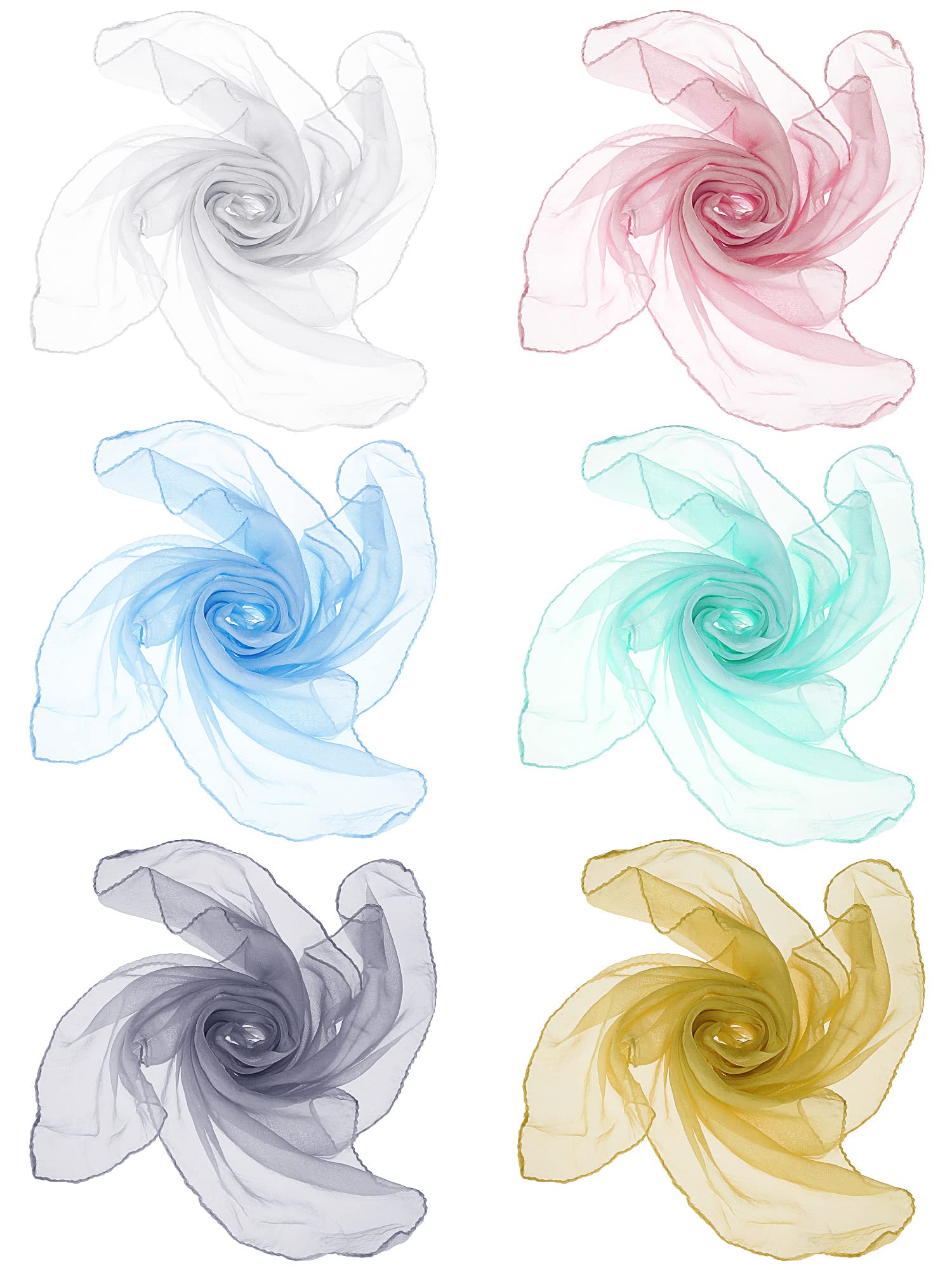 6 Pieces Chiffon Scarf 1950s Square Neck Head Scarfs Vintage Soft Polyester for Women Lady