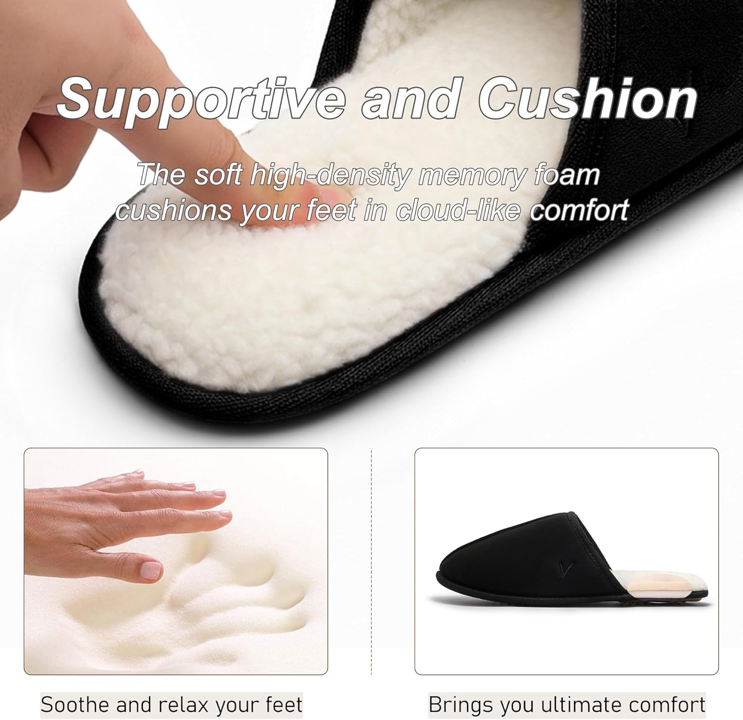 Mens Scuff Slippers Micro Suede Memory Foam Slide Clogs Slip on Indoor Outdoor House Shoes - Image 4