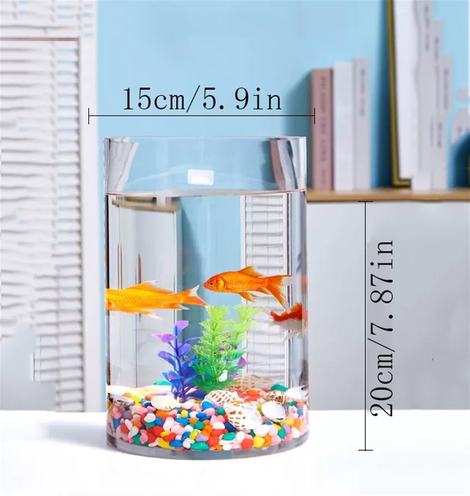 Acuario Tanque de Peces Dorados, Tanque de Peces de Vidrio Transparente, Caja ecológica pequeña, Tanque de Accesorios cilíndrico for Tortuga Grande Acuario ​Estable (Size : 004)