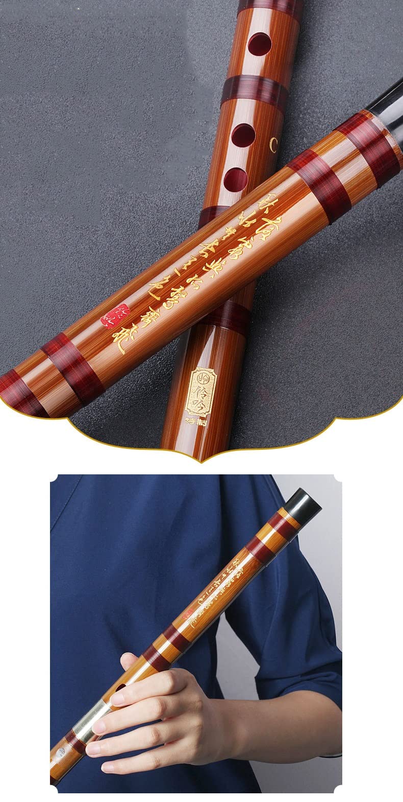 dizi Hinese DiZi Bambus Flöte Professionelle Spielen Fife, Bittere Bambusflöte, Musikinstrument C/d/e/f/g Melde for Anfänger Prüfungsstufe Erwachsene Studenten Bambusflöten(C)