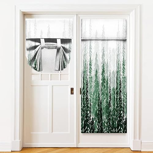 Miniatura 2 de Cortinas de puerta para ventanas de puerta, cortinas de ventana de puerta de bosque verde para puerta de vidrio francesa, privacidad con aislamiento