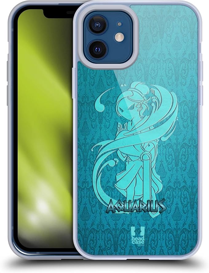 Head Case Designs Aquarius Zodiac Signs Gel Case [Military Grade Protection] Compatible with Apple iPhone 12 / iPhone 12 Pro and Compatible with MagSafe