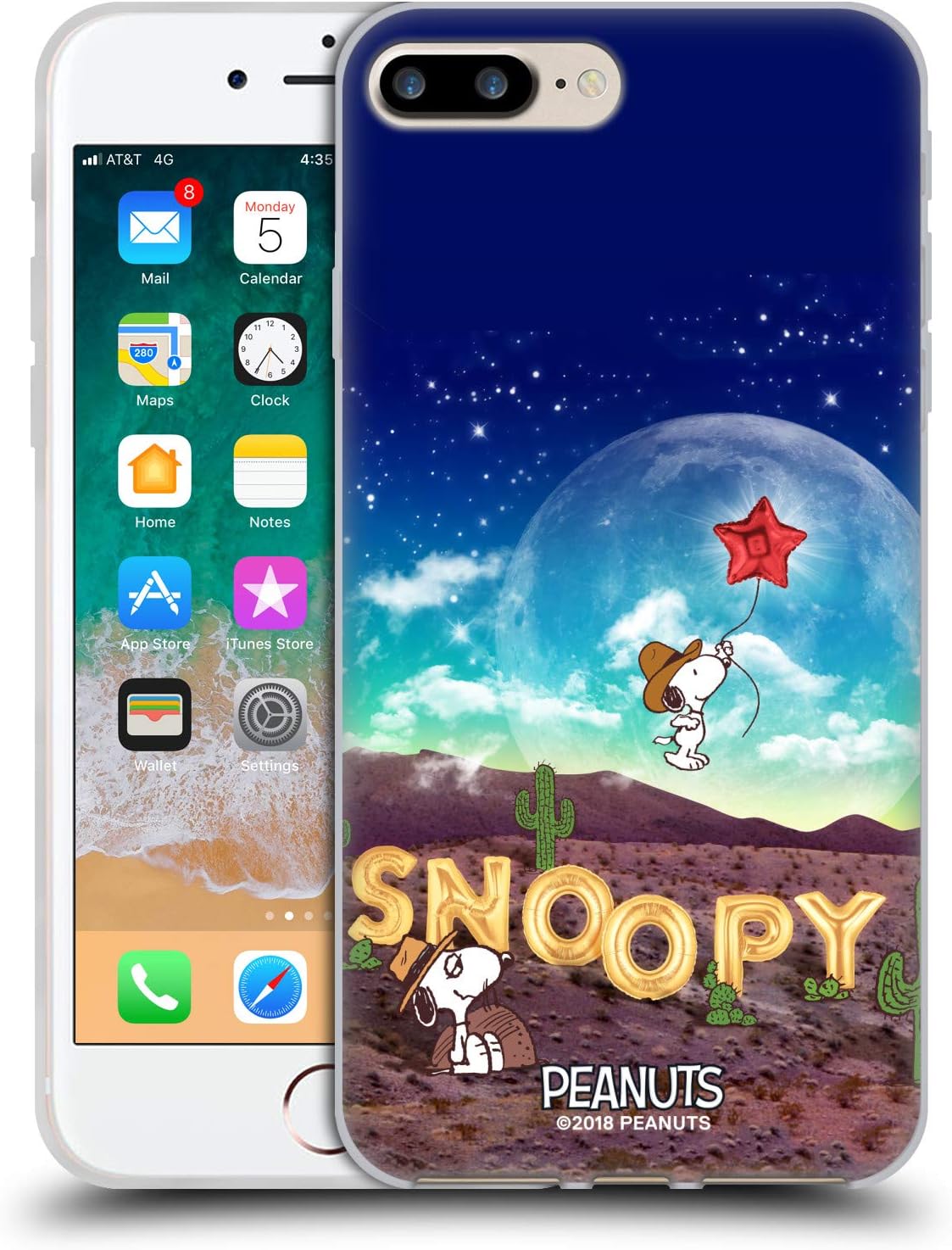 Head Case Designs Officially Licensed Peanuts Nebula Fly Balloon Snoopy Space Cowboy Gel Case [Military Grade] Compatible with Apple iPhone 7 Plus/iPhone 8 Plus and Compatible with MagSafe