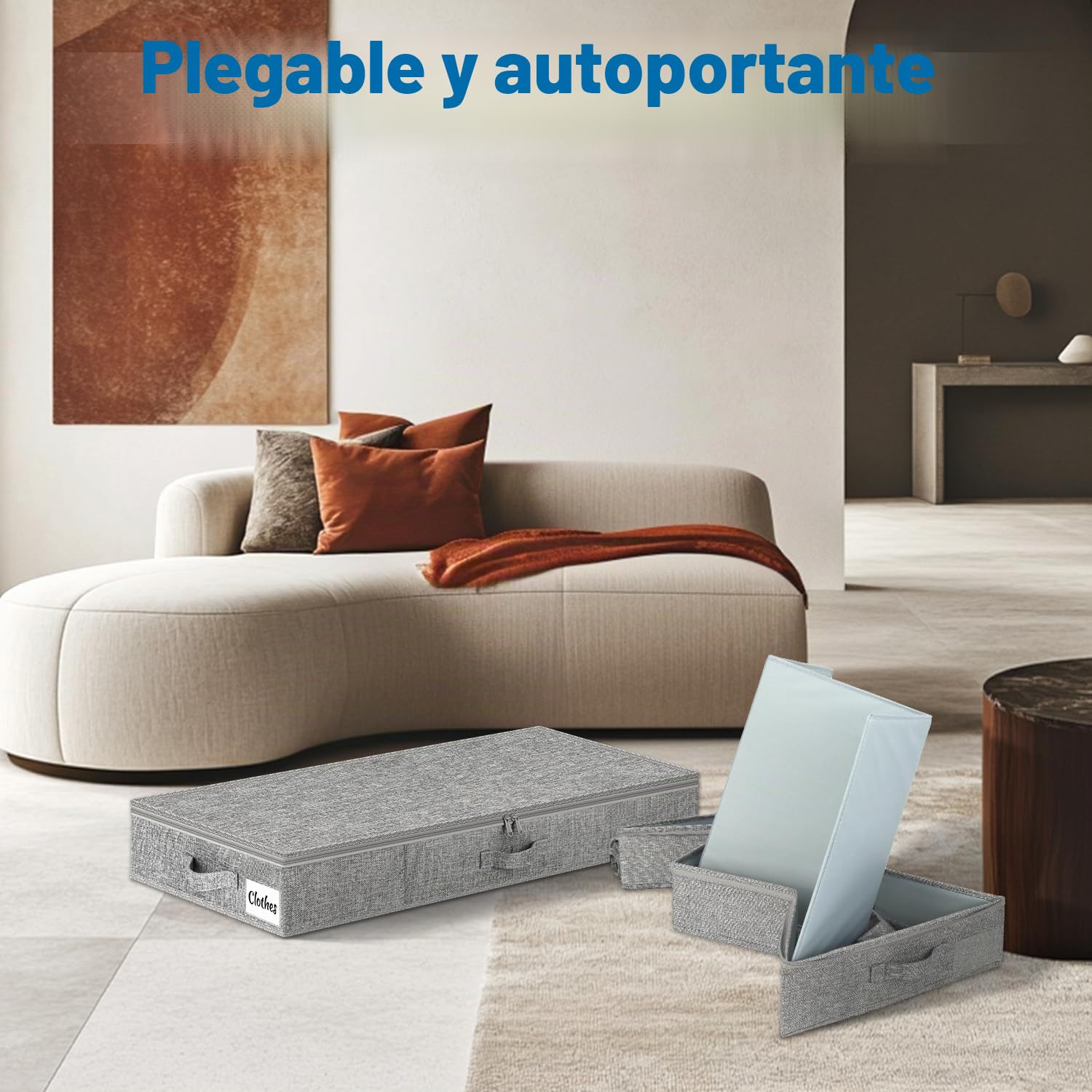 Caja de almacenamiento para debajo de la cama con tapa, paquete de 4 unidades, 12 cm, organizador de ropa debajo de la cama para el hogar, manta y caja de almacenamiento de juguetes, debajo del sofá y