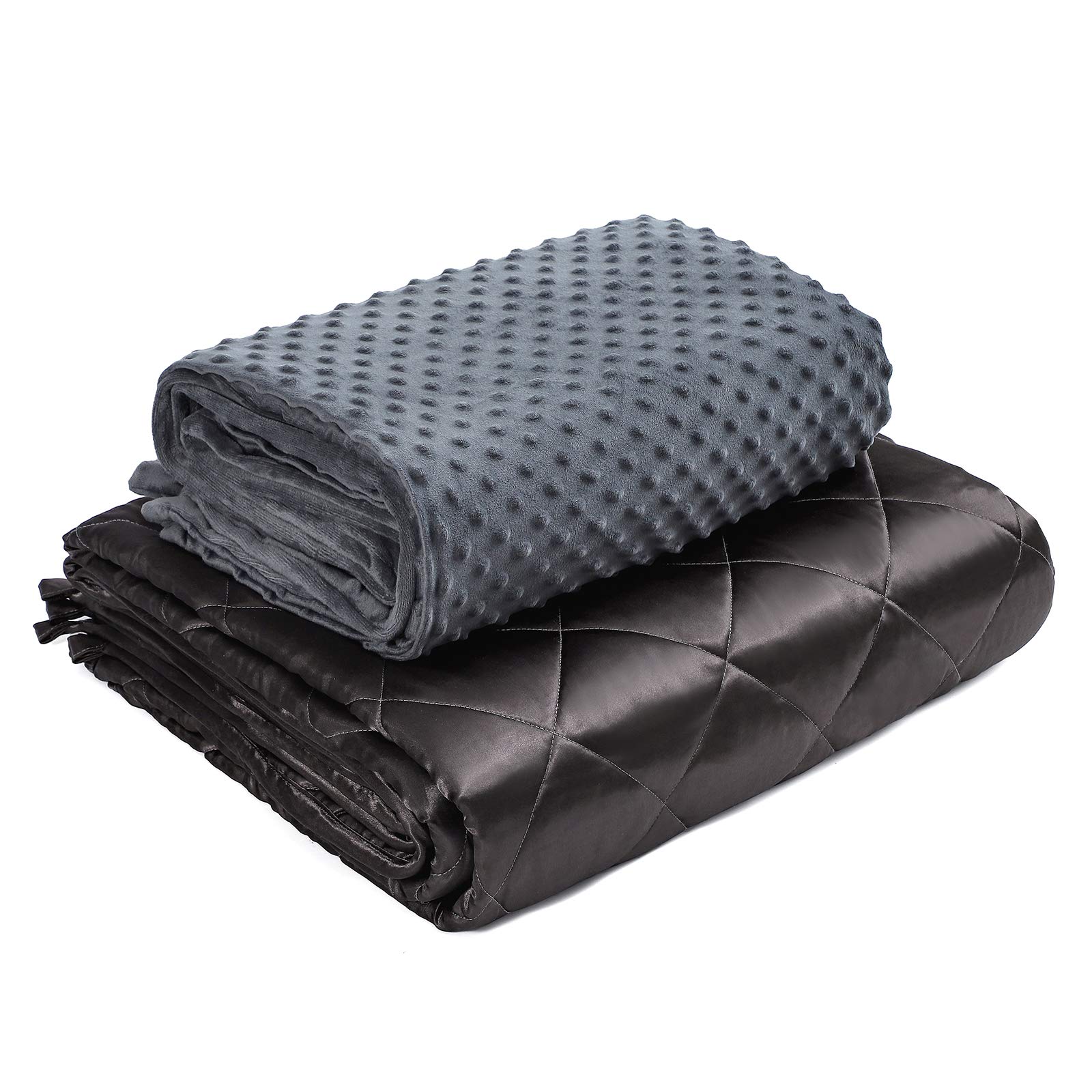 Argstar Breathable Silky Satin Weighted Blanket & Removable Warm Milky Cover for Adults 25 Lbs On King Bed, Hot and Cool T...