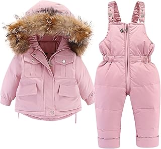 Bebé Niños Niños Invierno Grueso Cálido Plumón Abrigo con Capucha Paraks Mono Pijama Pantalones Traje de Nieve Conjunto Universitario Mujer Corto
