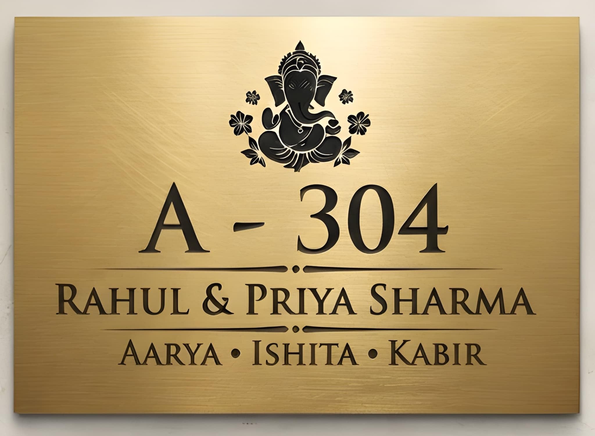 Name Plate for Outdoor Home/Office, Large Size, Self Adhesive Door Name Plate, (Choose Your Own Logo, Om, Swastik, Ganesha and many more, Personalised Name board, (12x8 inches).