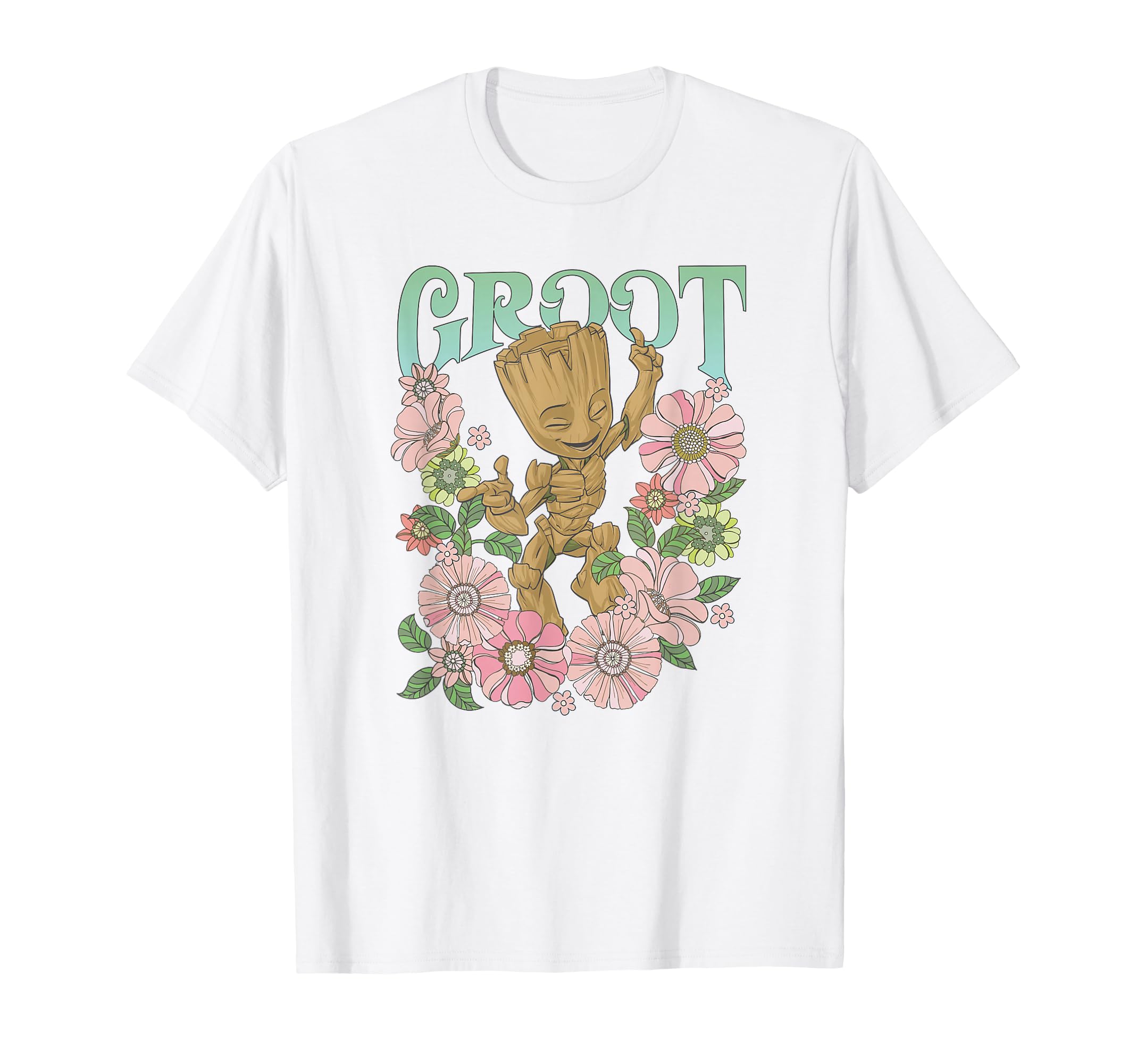 Guardians of The Galaxy Groot Floral Dance Poster T-Shirt Small