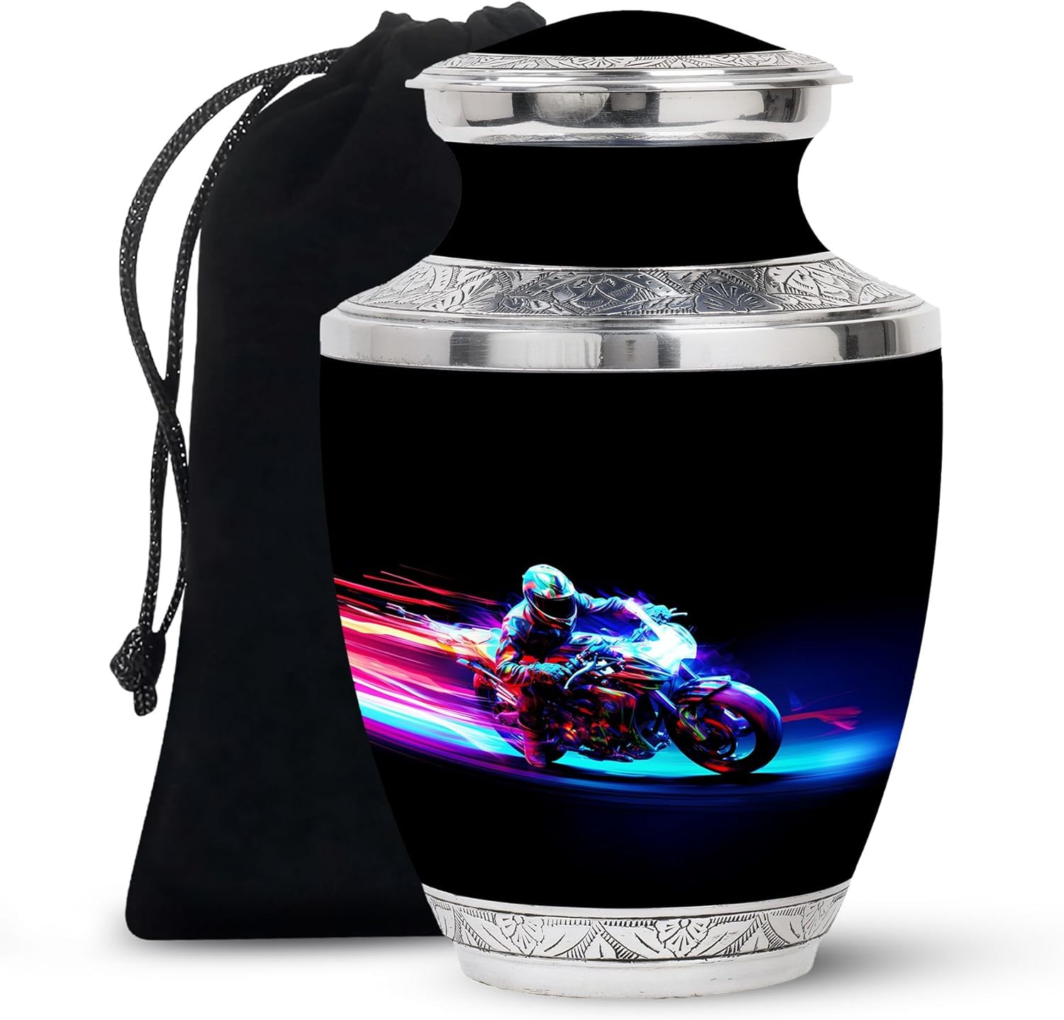 Motorcycle Urn for Human Ashes Adult Female, Biker Urns - Large Decorative Cremation Urns for Women, Ash Container for Biker, Memorial Burial Urn for Ashes, 10 Inch
