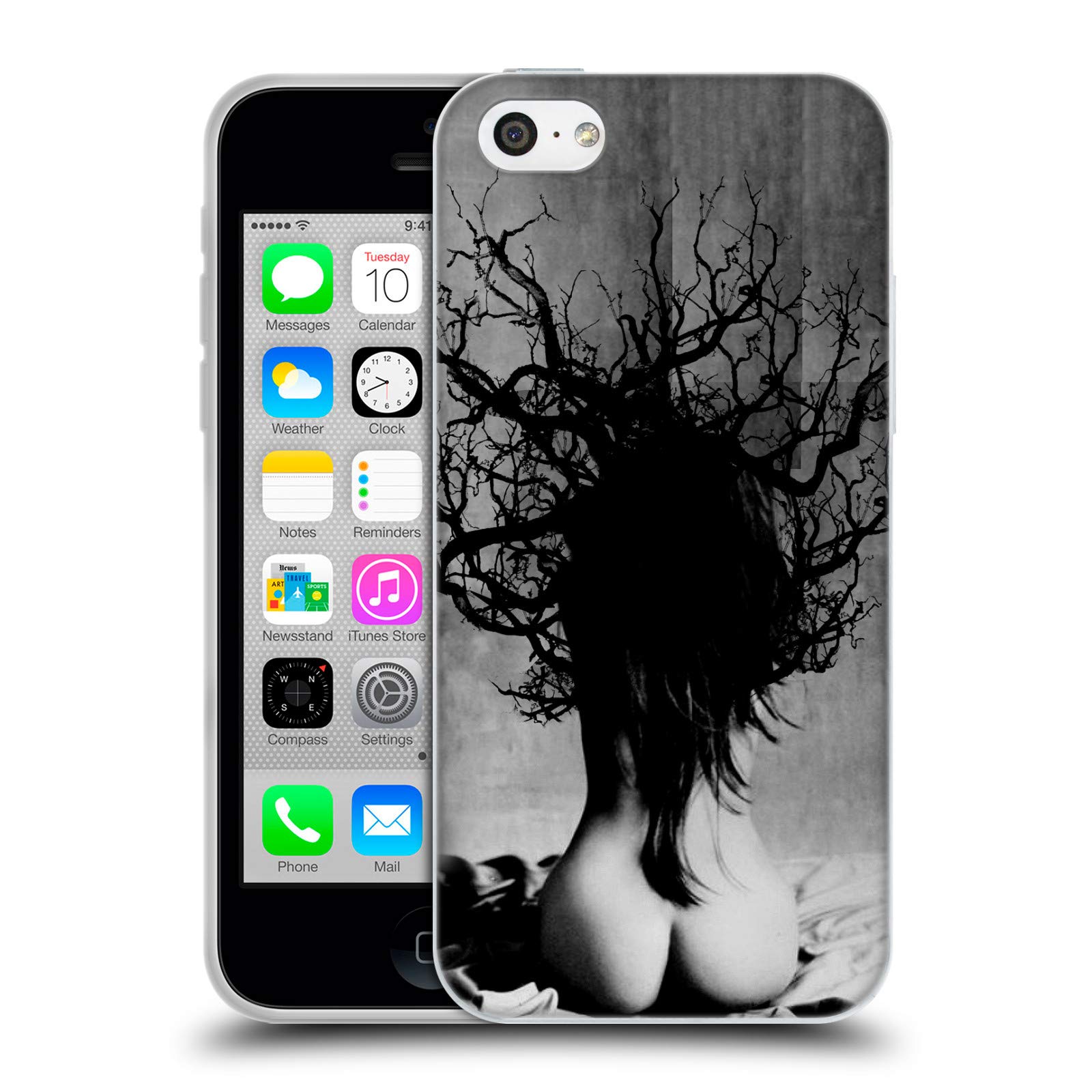 Head Case Designs Officially Licensed LouiJoverArt She Oak Black And White Soft Gel Case Compatible With Apple iPhone 5c