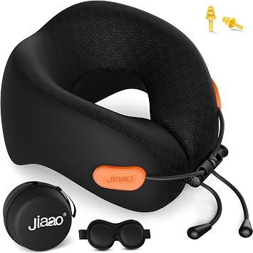 jiaao Airplane Travel Pillow with Memory Foam and Chin Support