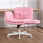 Amseatec Criss Cross Chaise avec accoudoirs & Roues, PU Chaise Vanity en cuir, confortable chaise de bureau réglable bureau d'ordinateur pivotant pour la maison, maquillage, chambre (noir)