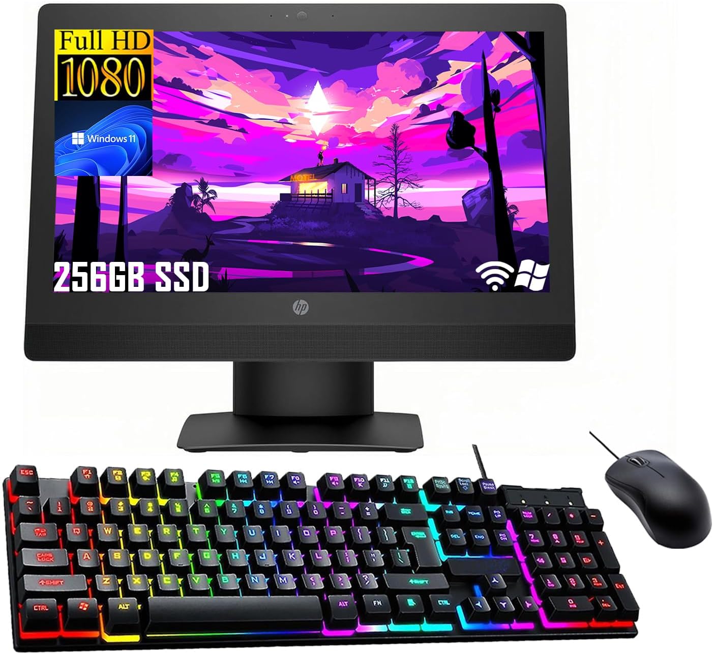 HP ProOne 600 G3 All-in-One Desktop Computer, 21.5" FHD(1920x1080), Intel Pentium G4560 3.50GHz, 8GB RAM, 256GB SSD, No DVD, USB WiFi+BT, Keyboard and Mouse, Windows 11 Pro (Renewed)