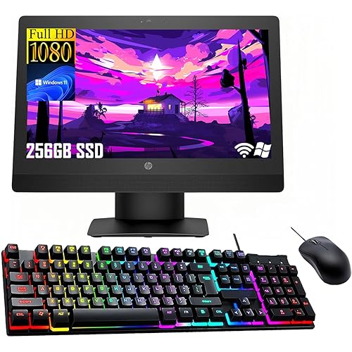 HP ProOne 600 G3 All-in-One Desktop Computer, 21.5" FHD(1920x1080), Intel Pentium G4560 3.50GHz, 8GB RAM, 256GB SSD, No DVD, USB WiFi+BT, Keyboard and Mouse, Windows 11 Pro (Renewed)