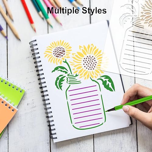 Miniatura 2 de MWOOT Juego de 24 plantillas de dibujo surtidas, plantillas de pintura a escala de formas mixtas para álbumes de bricolaje, horario, decoración de