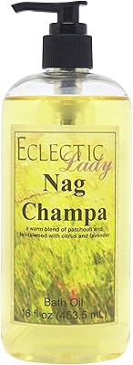 Nag Champa Bath Oil by Eclectic Lady, 16 oz
