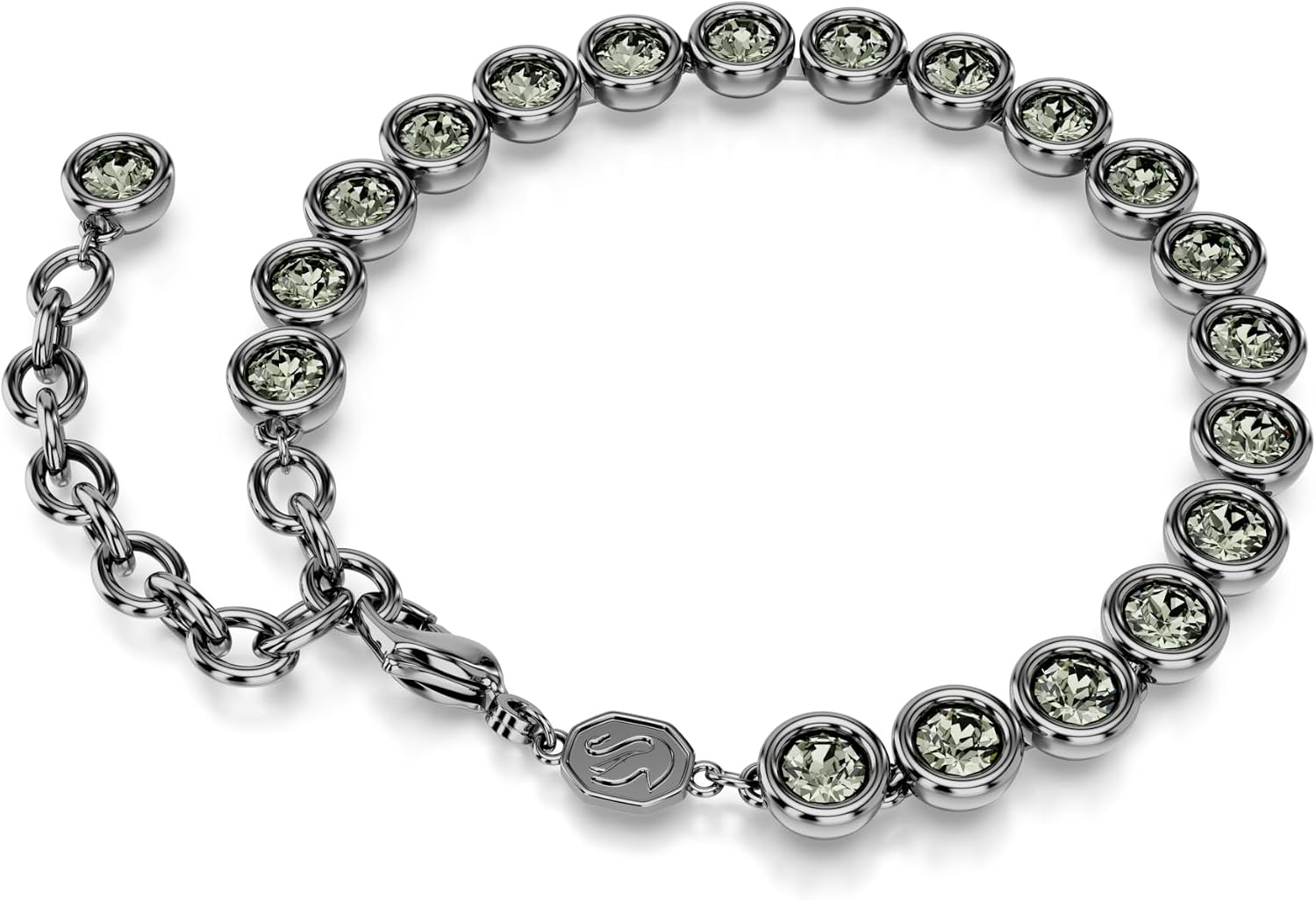 Swarovski Imber Tennis bracelet Round cut, Black, Ruthenium plated