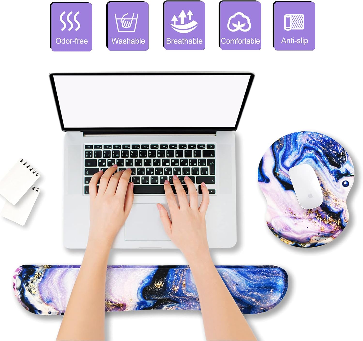 ARTSO Keyboard Wrist Rest Pad Mouse Pad with Wrist Rest Ergonomic. Extended Gaming Mouse Pad Upgraded Set