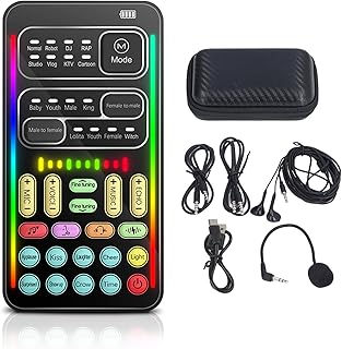 Voice Changer,Voice Modulator I9 Voice Changer Set,Portable Cool Lights Sound Board - Voice Disguiser/Modulator, Mini Sound with 8 Sound Effects Sound Changes