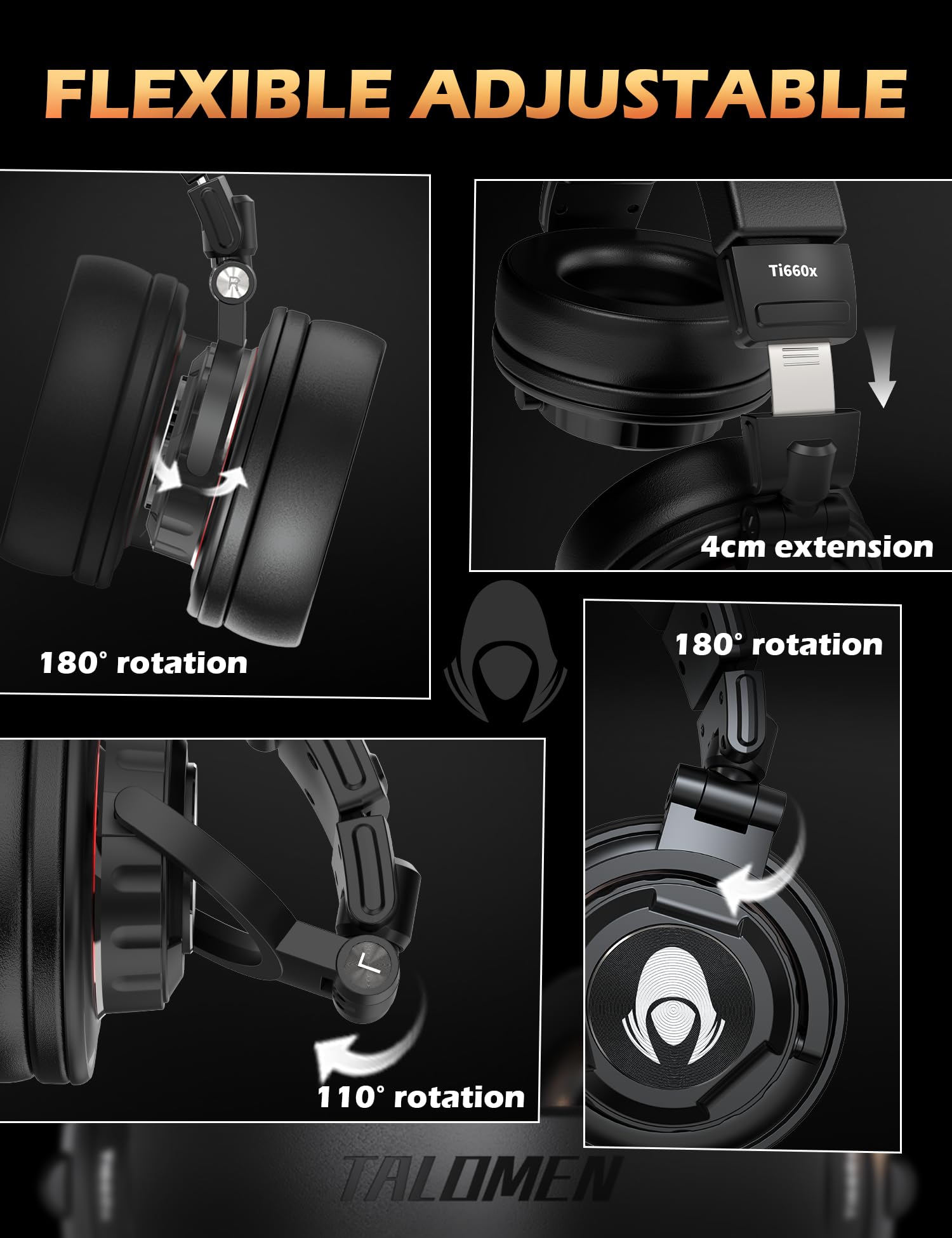 ヘッドホン Talomen ti660x Amazon.com: talomen Ti660X Over Ear Studio Headphones, Wired
