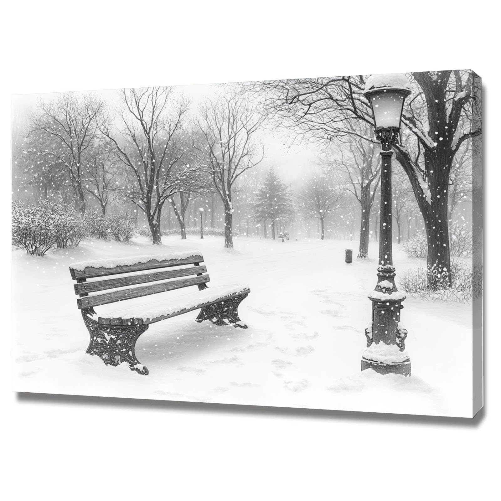 TODOAA Forest Landscape Canvas Abstract Wall Art Winter natural tree scenery Home Paintings & Prints Artwork- Winter Modern Decorations for Bedroom Office Kitchen(White 14)-20x30cm Framed