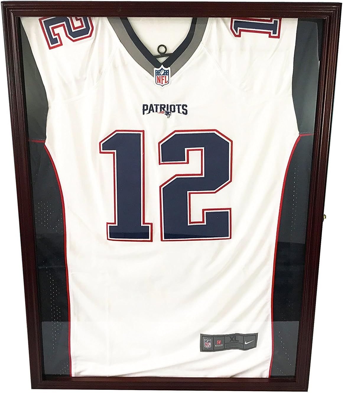 DECOMIL - Ultra Clear Glass Baseball/Football Jersey Frame Display Case Shadow Box, Cherry