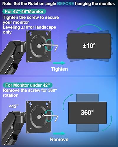 Miniatura 9 de MOUNT PRO Brazo de monitor doble para pantallas ultra anchas de hasta 44 libras, soporte de escritorio para monitor extra alto resistente, soporte