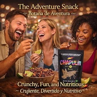 Chapulines Horneados Naturales (Baked Natural Grasshoppers)Jumbo150g(5.3oz)Bag Authentic Oaxacan Ready-to-Eat Snack Traditional Exotic Mexican Delicacy|High protein|GMO-FREE| Gluten Free|100% Natural