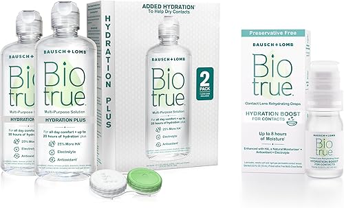 Biotrue Solución para lentes de contacto Hydration Plus + gotas rehidratantes para lentes de contacto
