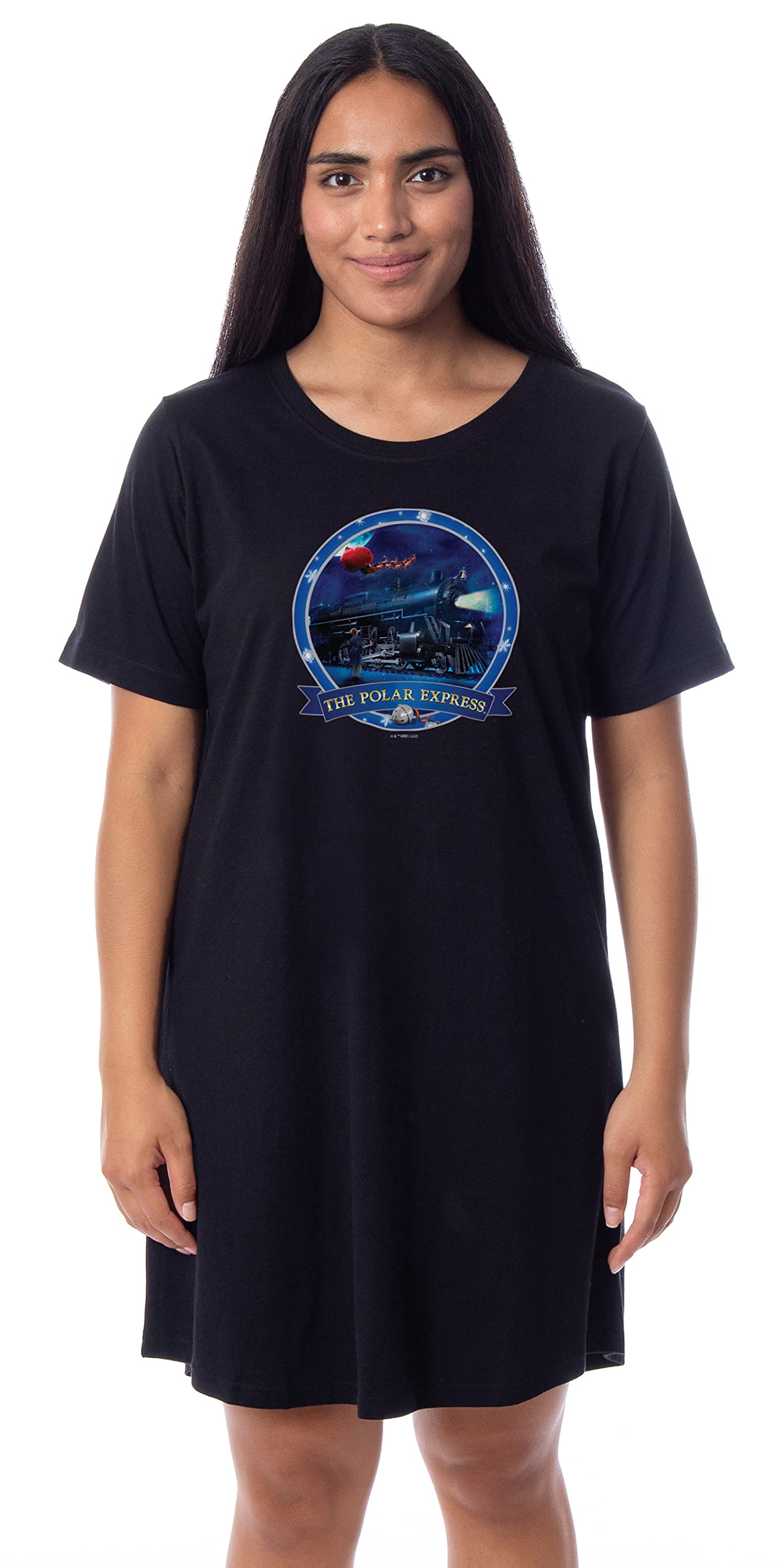 Intimo Women's Black Polar Express ' Train Movie Film Nightgown Sleep Pajama Shirt, Xl
