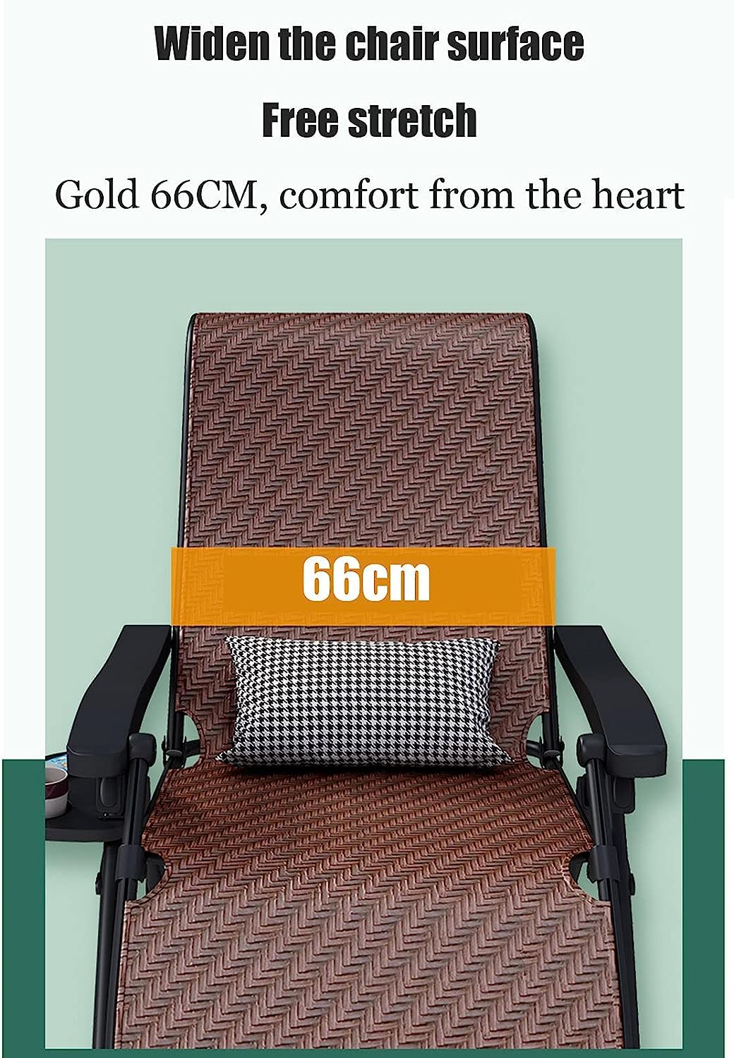 Lettino Prendisole Pieghevole Sedia Reclinabile in Vimini per Esterni con Poggiapiedi Massaggiante, Chaise Longue Regolabile in Rattan con Tavolino Sdraio Giardino