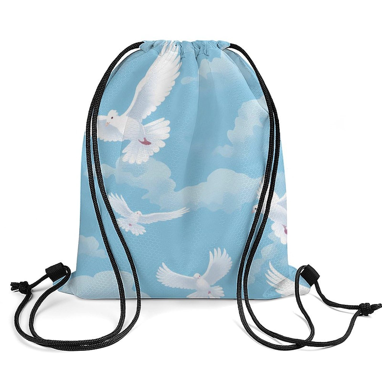 Cute White Dove Drawstring Backpack Durable Sport Gym Bags Daypack for Men Women 35 * 42cm