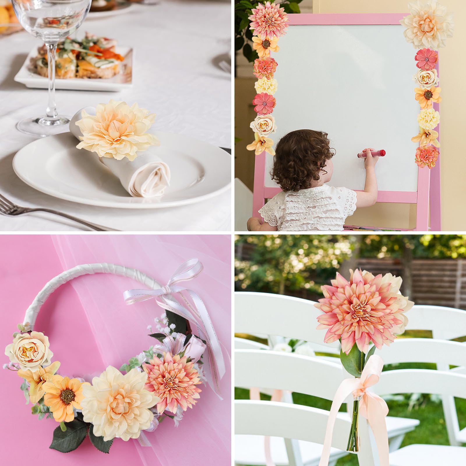 Kunstbloemen voor Knutselen, 50 Stuks Kunstbloemen Roze, 4-12 cm
