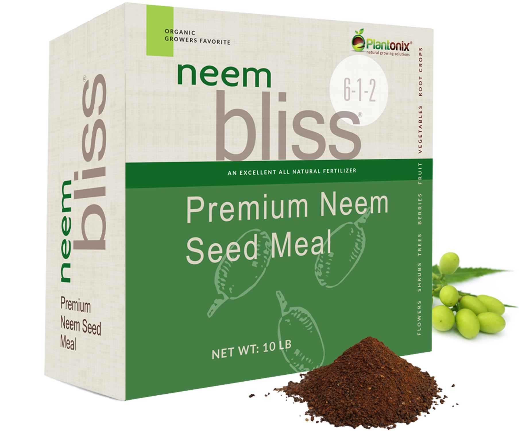 Neem Bliss (10lbs) - Neem Seed Meal - Organic Neem Cake for Plants - OMRI-Listed Fertilizer for Plants, Vegetables, Lawns, & Gardening - 100% Natural & Renewable Garden Fertilizer
