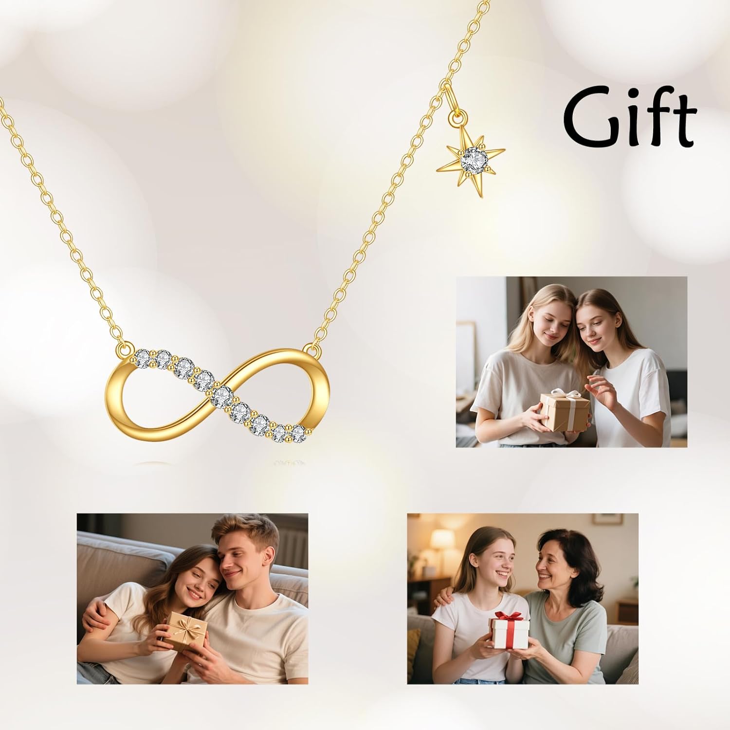 SISGEM 14k Gold 0.21 Carat Lab Grown Diamond North Star Infinity Necklaces for Women, 14kt Gold Jewelry Gift for Her, 16-18 Inches - Image 5