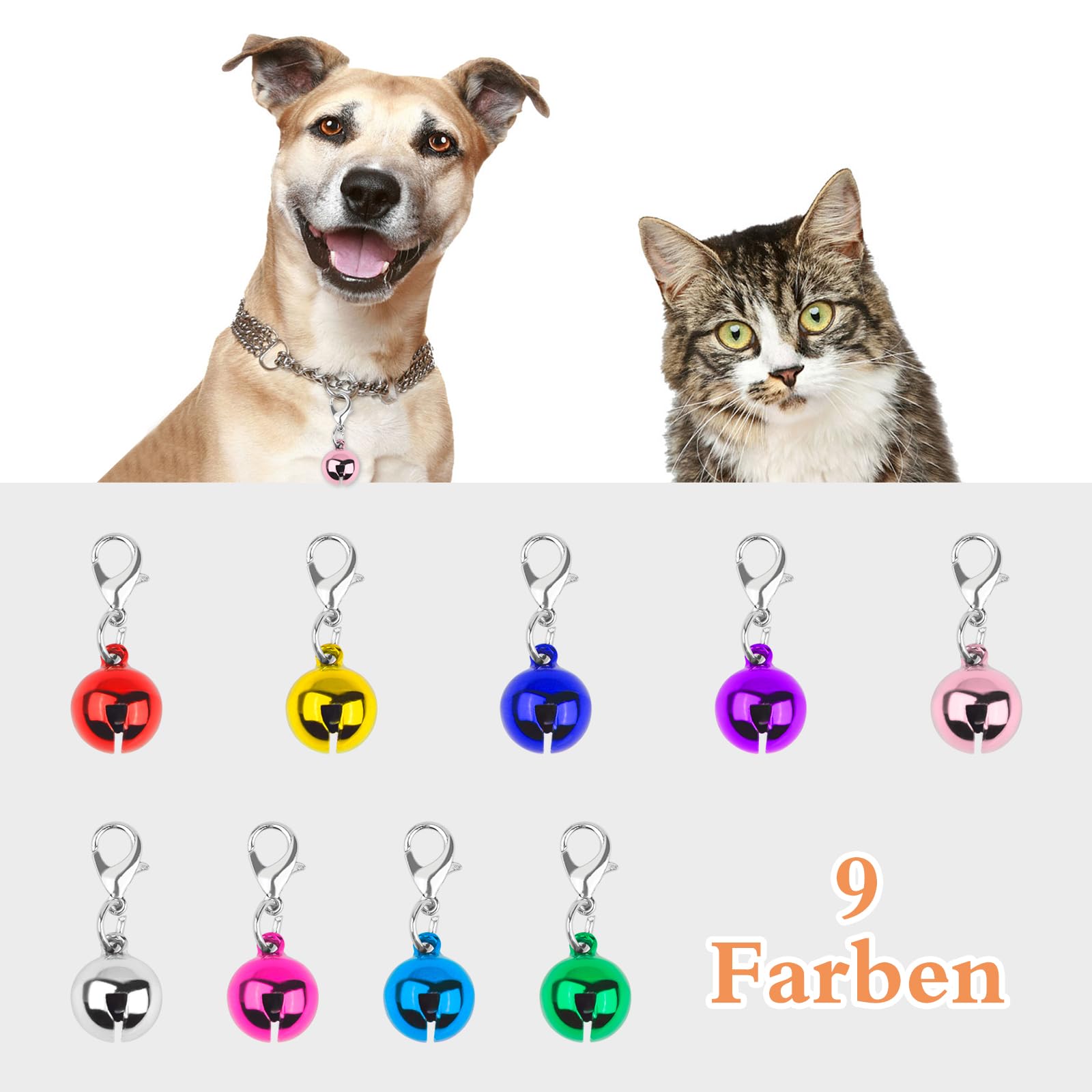 Campane per collari gatti cani, piccole campane con chiusure, 9 pezzi per feste fai da te