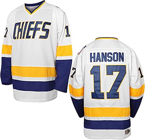Hanson Brothers - Camiseta de hockey 16 Charlestown Chiefs 17 Jeff Slap Shot 18, camiseta de hockey de película, azul, blanco, S-3XL